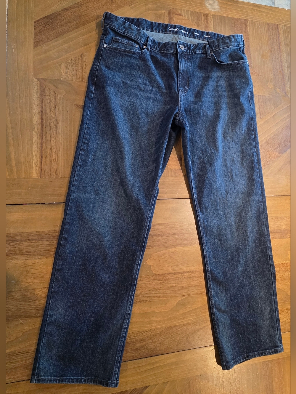 Calvin Klein Jeans Blue Dark Wash 40x32  Straight Fit Stretch Mens